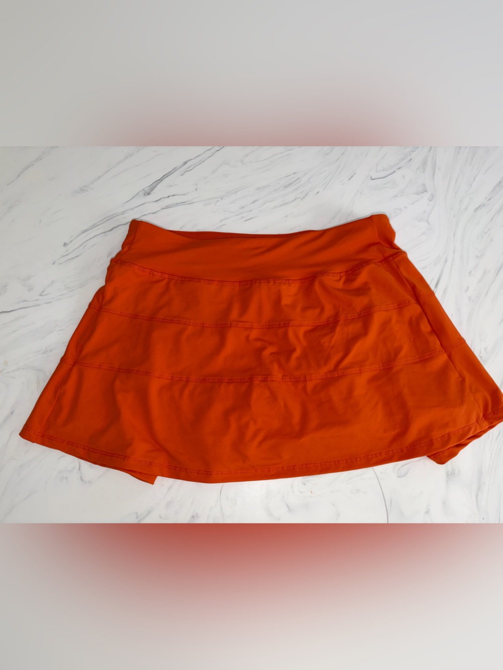 Lulu dupe Tennis Skirt skort tiered orange solid pull on shorts s 6